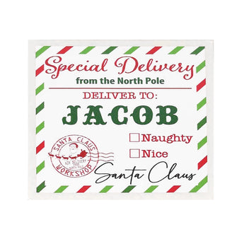 CUSTOM Name Naughty/Nice Santa gift tags - secret present personalized stickers