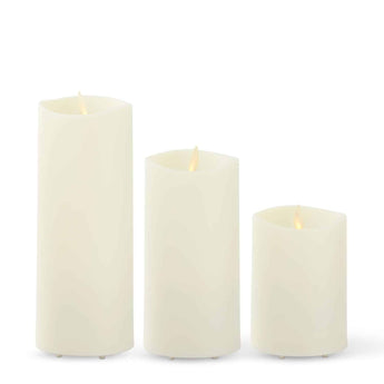 Ivory Slim Luminary Candles w/ Remote - Ruffled Feather