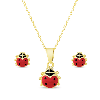 Ladybug Pendant &amp; Stud Set - Ruffled Feather