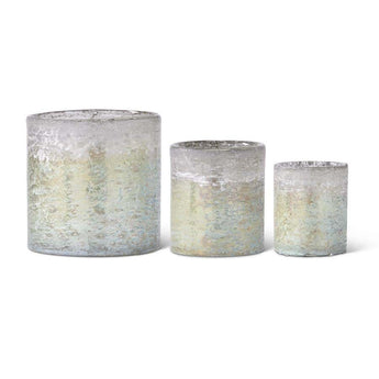 Light Green Matte Glass Cylinder Containers - Ruffled Feather