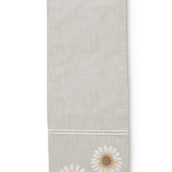 Linen Table Runner w/ Embroidered Sunflowers (72in) - Ruffled Feather