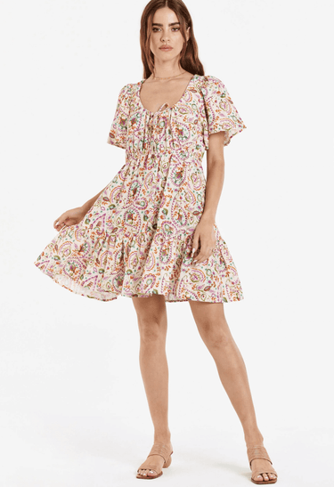 Lita Button Front Dress Ojai Paisley - Ruffled Feather