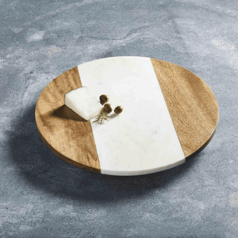 Marble and Wood Lazy Susan - Ruffled Feather