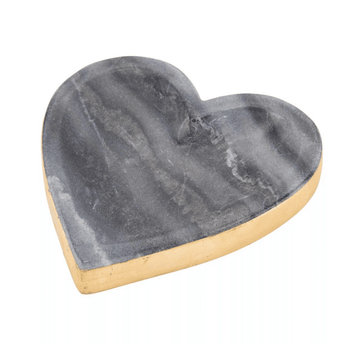 Marble Heart Tray - Gold Edge - Ruffled Feather