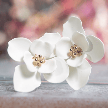 Medium Flower Earrings - Ruffled Feather