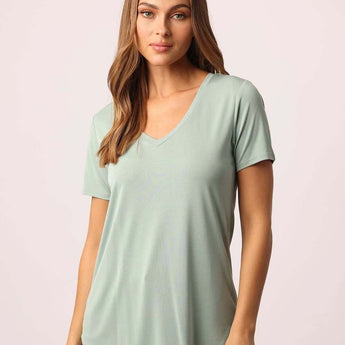 Megan V - Neck Tee Dried Sage - Ruffled Feather