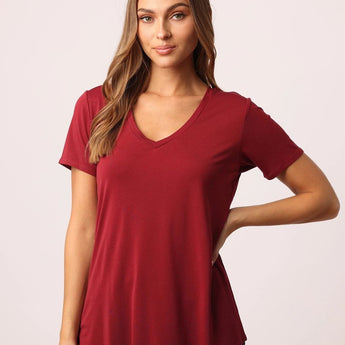 Megan V - Neck Tee Rhubarb - Ruffled Feather