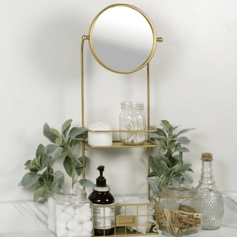 Metal Shelf w/ Mirror - Ruffled Feather