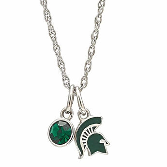 Michigan State Spartan Crystal Necklace - Ruffled Feather