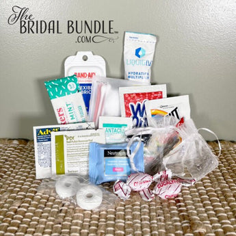 Mini Recovery Emergency Kit – Bachelorette Party – Bride Wedding Day Mini Travel Bag - Ruffled Feather