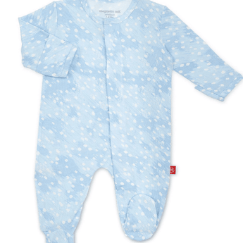 MM - Blue Doeskin Footie Sleeper - Ruffled Feather