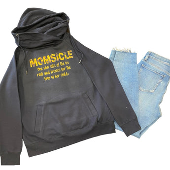 Momsicle Navy Hoodie with Sunflower Print - Ruffled Feather