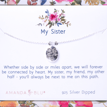 My Sister Silver Charm Necklace - Ruffled Feather