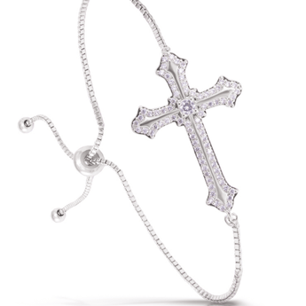 Ornate Cross Bracelet Silver - Ruffled Feather