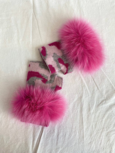 Pink &amp; Grey Camo Fingerless Gloves - Ruffled Feather