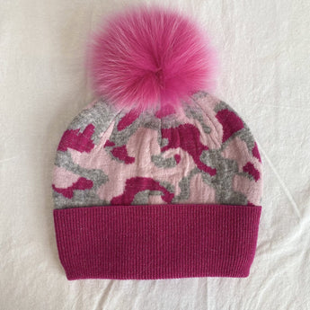 Pink &amp; Grey Camo Hat - Ruffled Feather