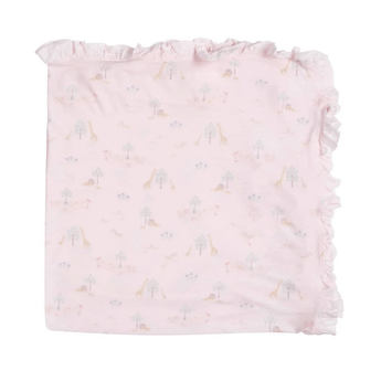 Pink Serene Safari Modal Baby Blanket - Ruffled Feather