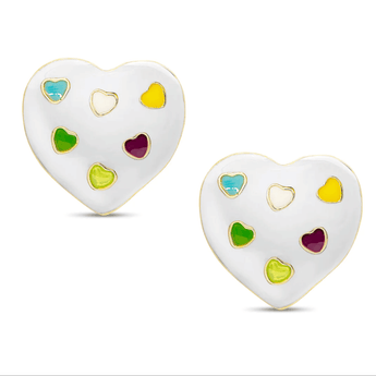 Puffed Heart Stud Earrings - Ruffled Feather