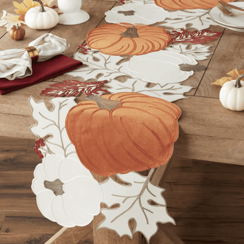 Pumpkin Patch Embellished Table Runner - Ruffled Feather