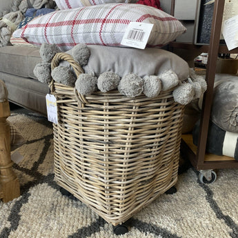 Round Rattan Baskets with Wheels - Ruffled Feather