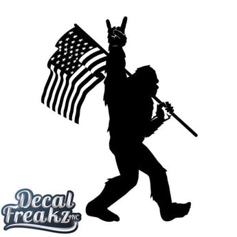 Sasquatch Rock On – Laminated Decal (Outdoor Quality) SOLID BLACK - Ruffled Feather
