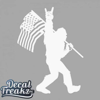 Sasquatch Rock On – Laminated Decal (Outdoor Quality) SOLID WHITE - Ruffled Feather