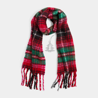 Plaid Scarf and Ornament Set