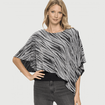 Shimmer Printed Asymmetrical Flowy Top - Ruffled Feather