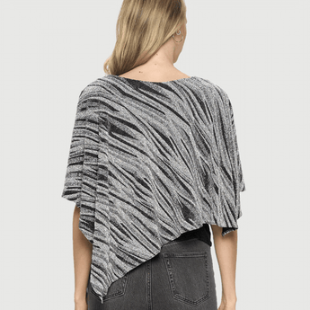 Shimmer Printed Asymmetrical Flowy Top - Ruffled Feather