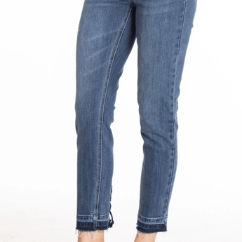 Skinny Ankle Jeans w/ Back Lace Detail - Ruffled Feather