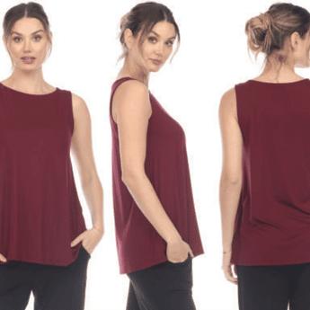 Sleeveless High Neck Tank Top - Elderberry - Ruffled Feather