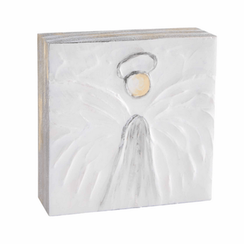 Small Angel Block Plaque - Ruffled Feather