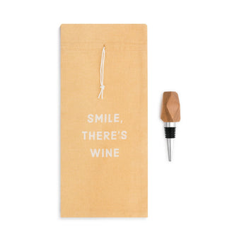 Smile Wine Bottle Bag &amp; Stopper - Ruffled Feather