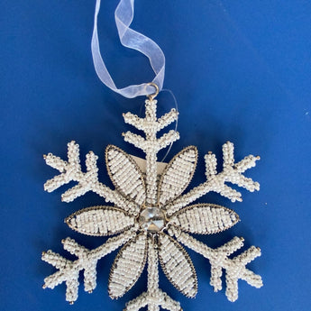 Snowflake Beaded Ornaments - Ruffled Feather