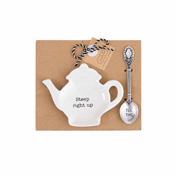 Steep Right Teapot Spoon Rest Set - Ruffled Feather