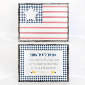 "Summer/American Flag" Double Sided Wooden Wall Art - Ruffled Feather