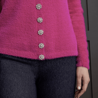 Sweater Cardigan With Fancy Buttons - Ruffled Feather