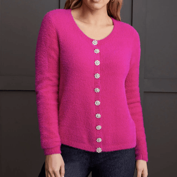 Sweater Cardigan With Fancy Buttons - Ruffled Feather