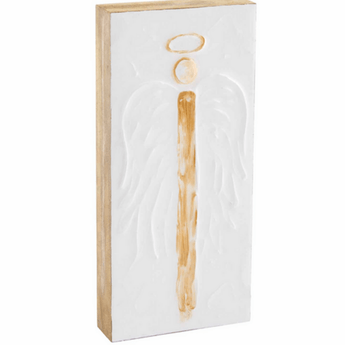 Tall Angel Block Plaque - Ruffled Feather