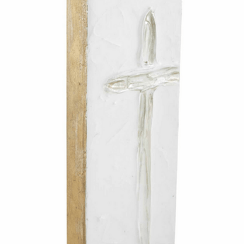 Tall Silver Cross Plaque - Ruffled Feather