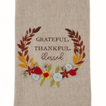 Thankful Blessed French Knot Towel - Ruffled Feather