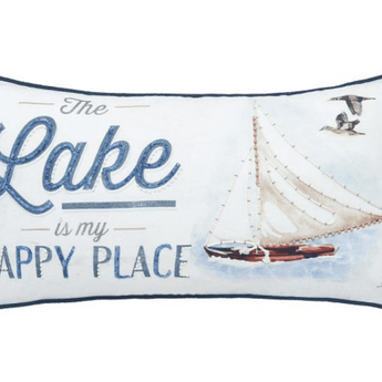 "The Lake is my Happy Place" Pillow - Ruffled Feather