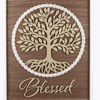 Tree of Life Wall Art w/ Wooden Frame - Ruffled Feather