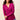 Brushed Waffle Knit Henley Long Sleeve Top- Magenta