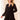 Polka Dot Chiffon Split Neck Long Sleeve Tiered Dress (Black Polka Dot)
