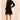 Polka Dot Chiffon Split Neck Long Sleeve Tiered Dress (Black Polka Dot)
