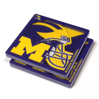 University of Michigan 3D Logo Coaster - 2 Pack - Ruffled Feather