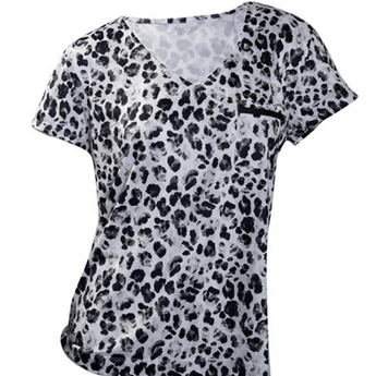 Uptown Leopard V - Neck Pj Top - Ruffled Feather