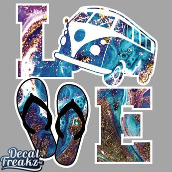 Vintage Bus Love Decal - Ruffled Feather
