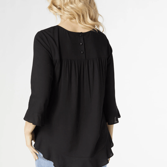 Virginia Ruffle Sleeve Top - Black - Ruffled Feather